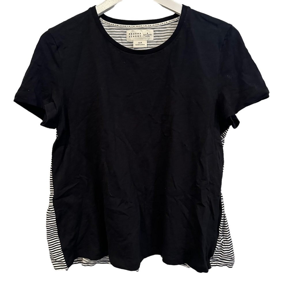 Kate‎ Spade Women’s M Broome Street Black and White Striped Short Sleeve Top